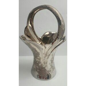 Vintage Elynor China Company Weeping Ceramic 23K Platinum Basket Made in USA